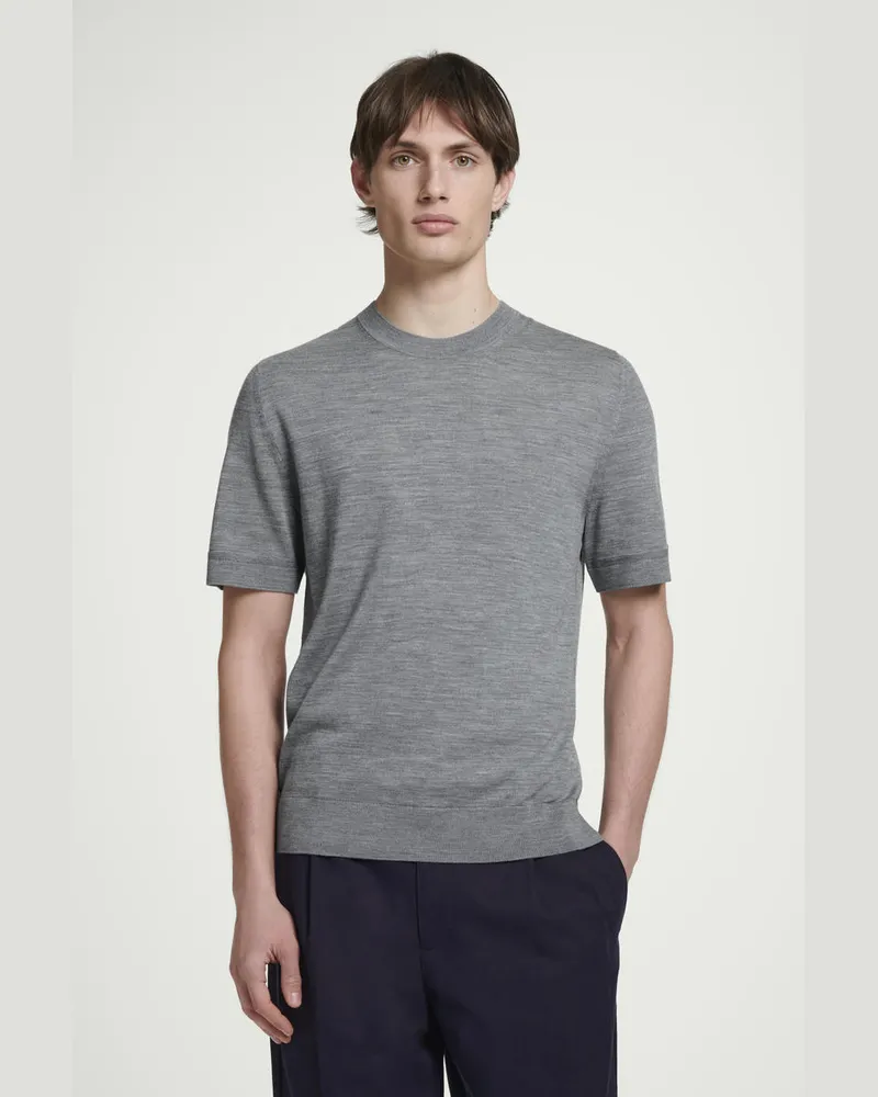 COS Schmales Strick-T-Shirt Aus Merinowolle Grau