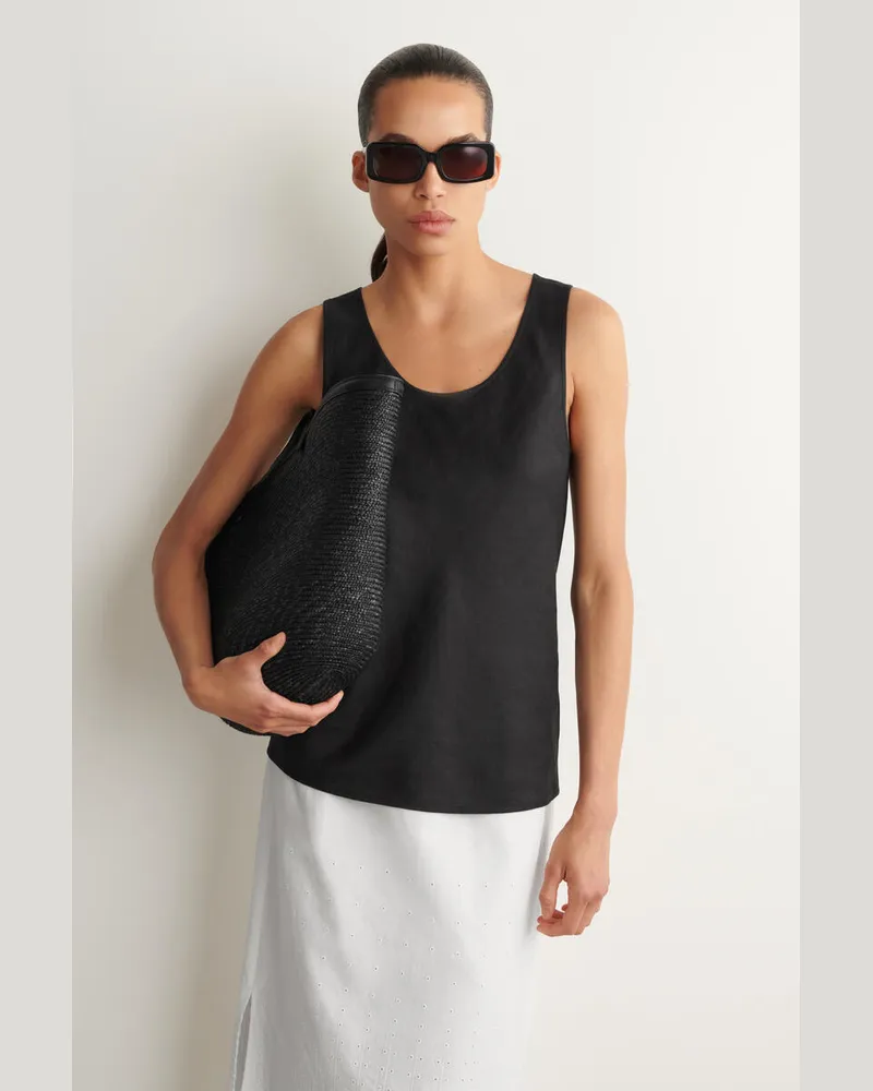 COS Tanktop Aus Leinen Schwarz