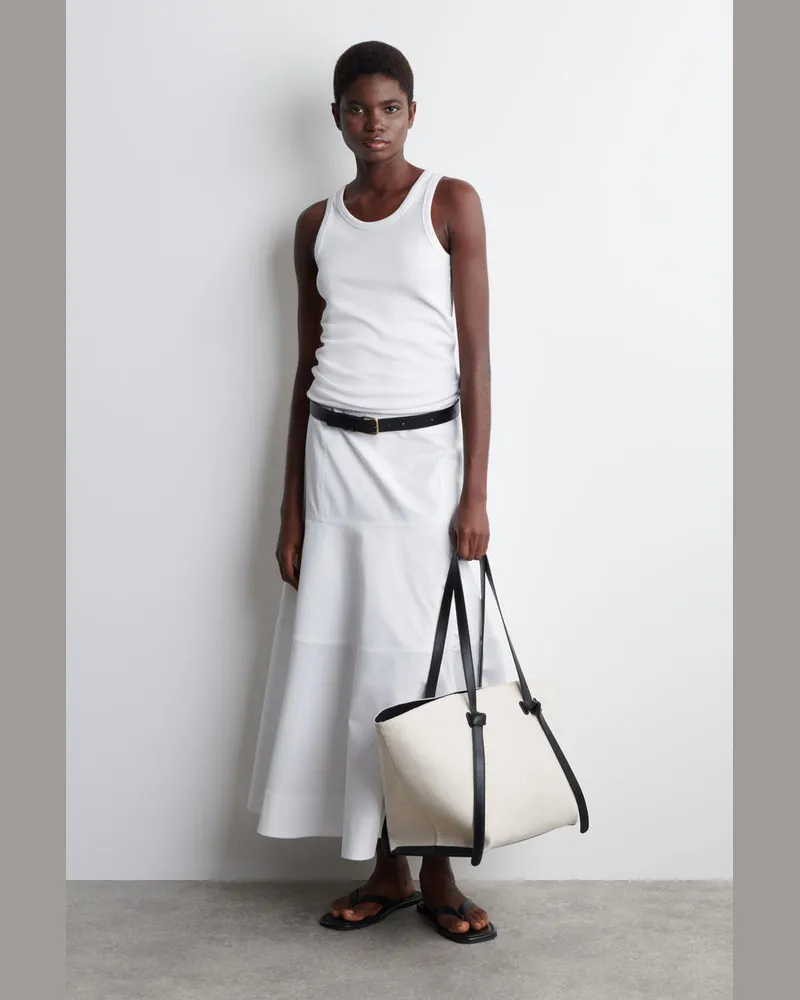 COS Midirock Aus Baumwolle Mit Einsätzen Weiß