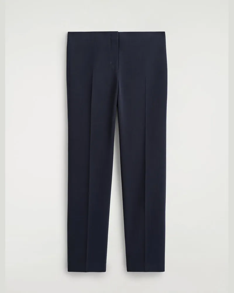 COS Schmal Geschnittene Hose Aus Woll-Mix Blau