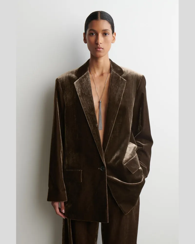 COS Einreihiger Samtblazer Braun