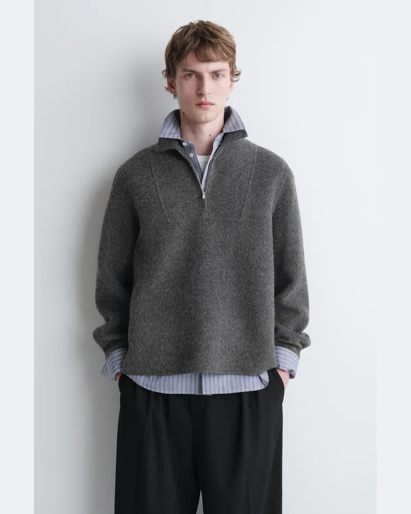 COS Hemdjacke Aus Doubleface-Woll-Mix Grau