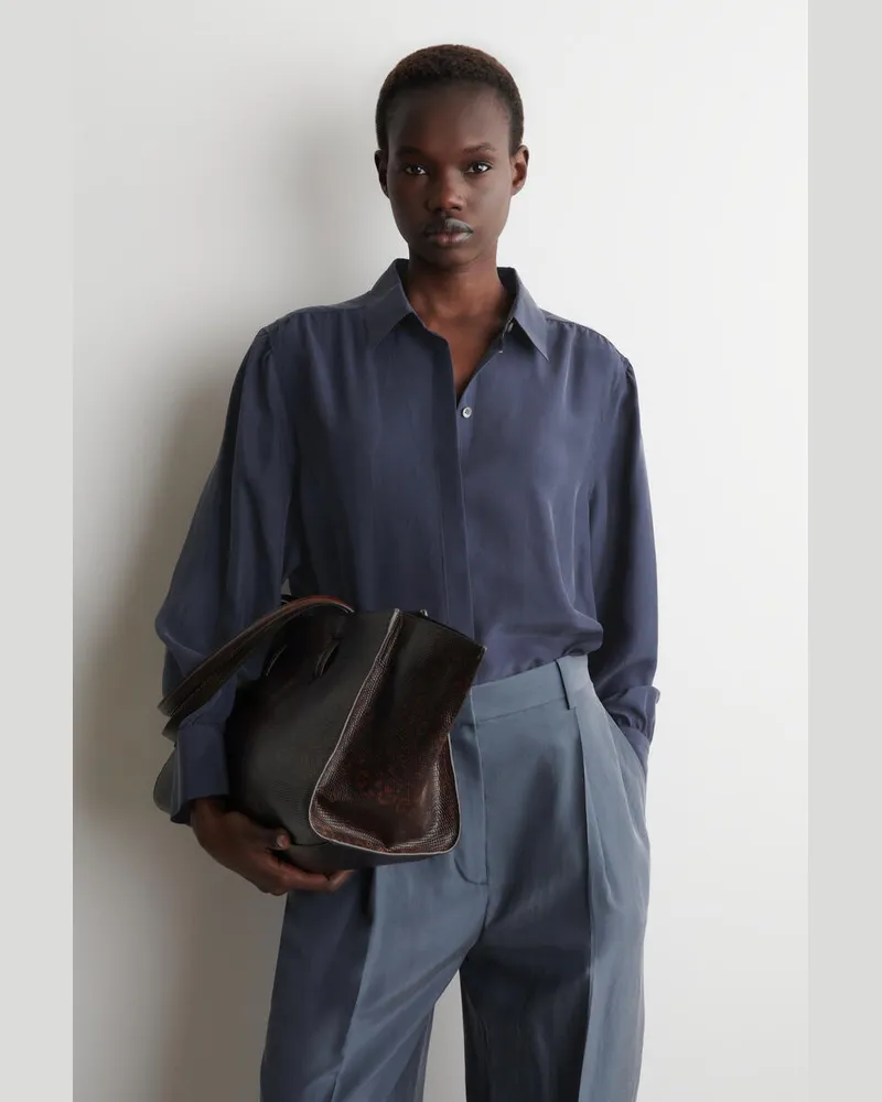 COS Seidenhemd In Knitteroptik Mit Raffungen Blau