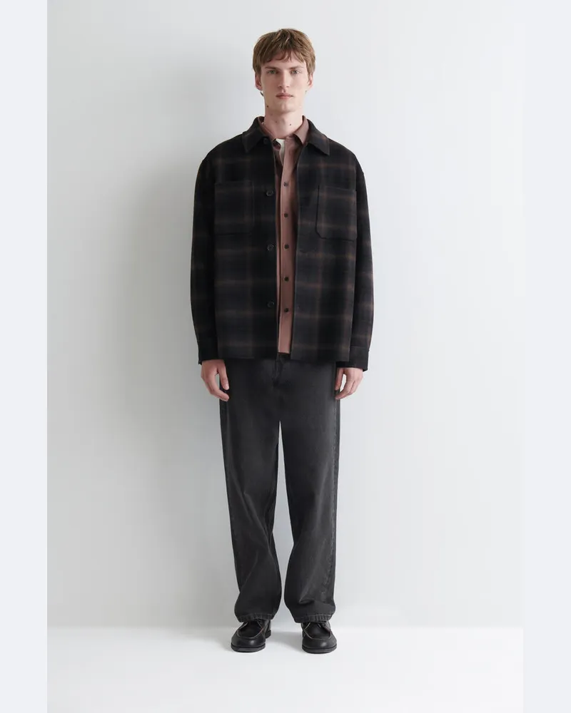 COS Doubleface-Hemdjacke Aus Wolle Blau