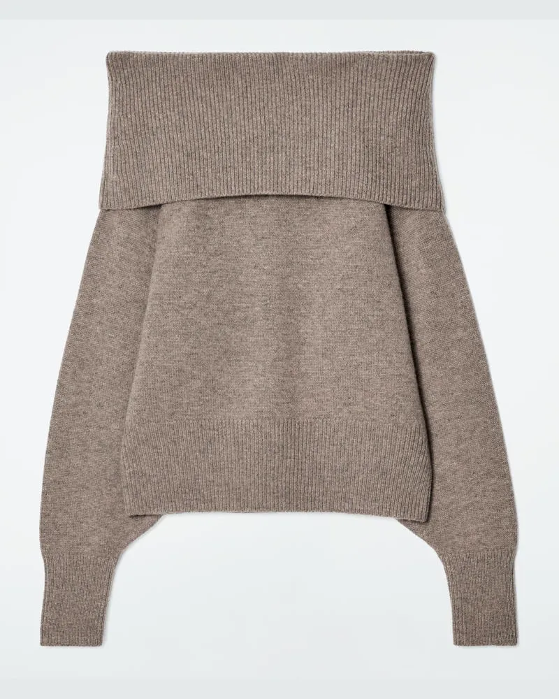 COS Schulterfreier Pullover Aus Merinowolle Beige
