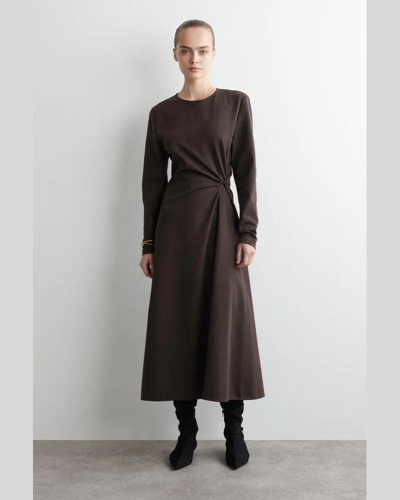 COS Langärmliges Kleid Mit Twist-Detail Braun