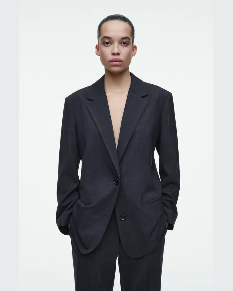 COS Oversized-Blazer Mit Windowpane-Karo Blau