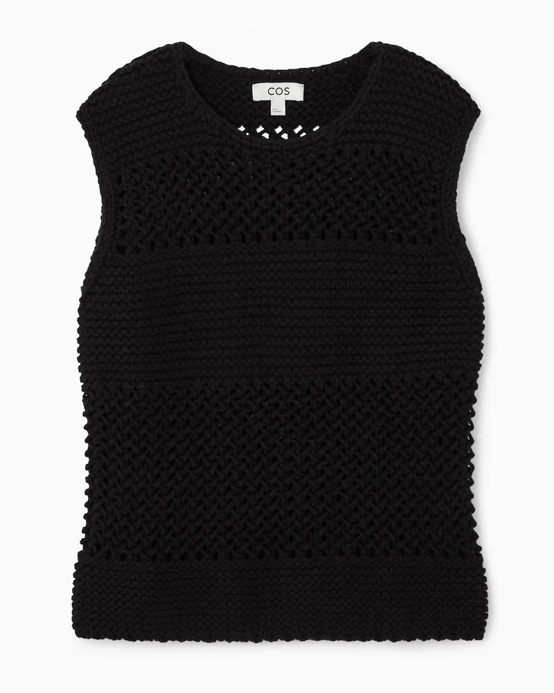 COS Strickpullunder Mit Lochstrickmuster Schwarz