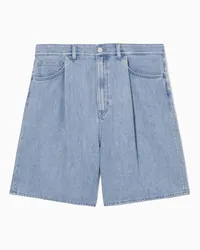 COS Jeansshorts In A-Linie Mit Falten Hellblau