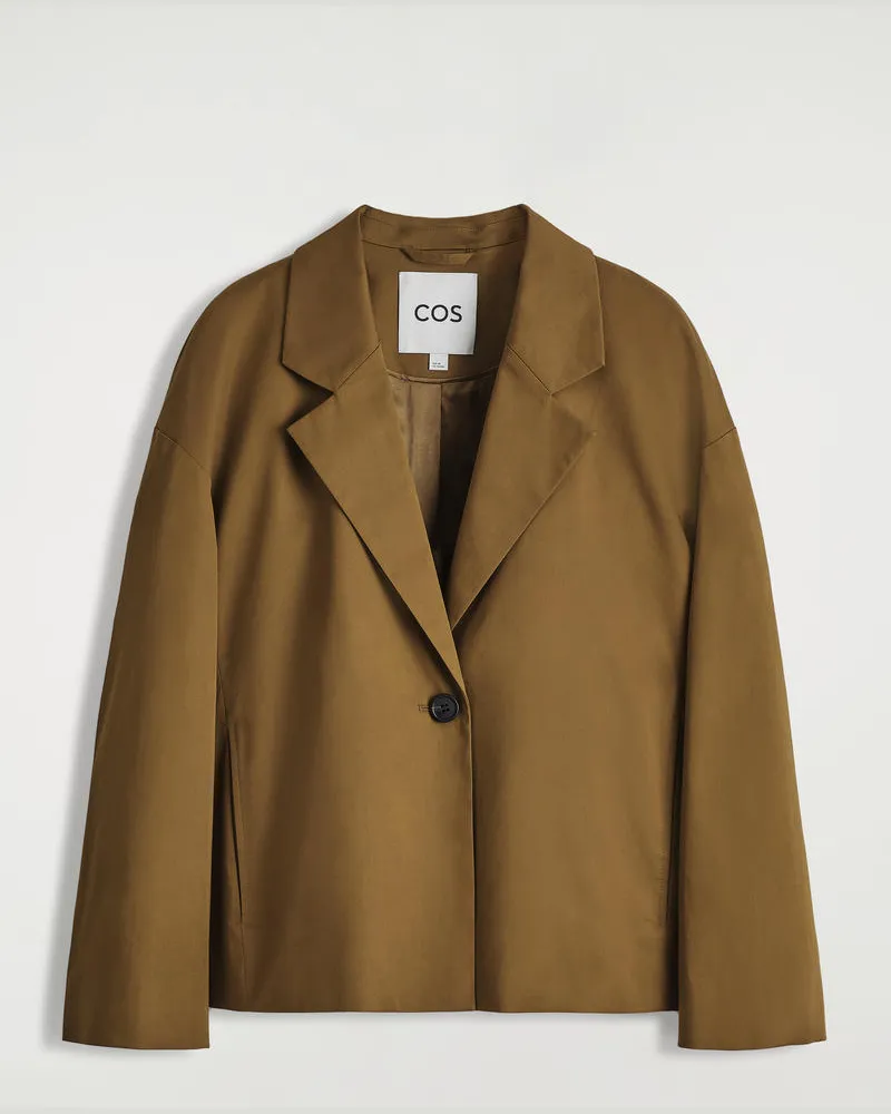 COS Baumwoll-Blazer Mit Einem Knopf Beige