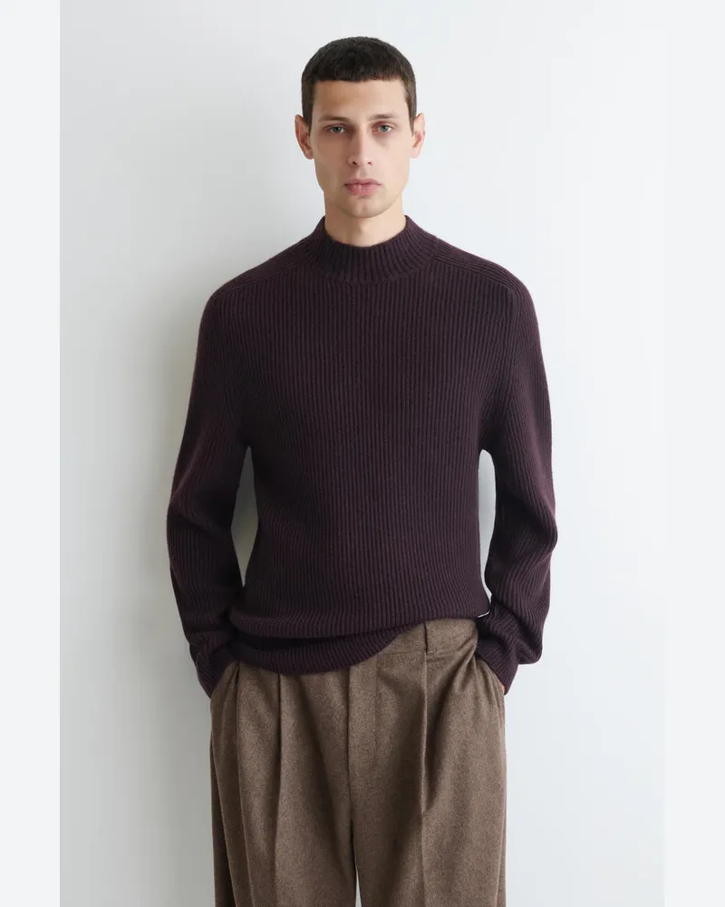 COS Gerippter Wollpullover Mit Kragen Rot