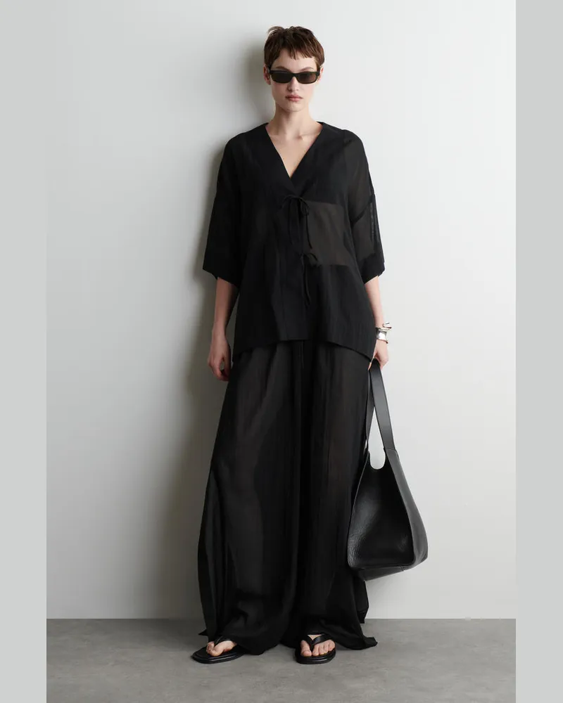 COS Strandhose Aus Baumwolle In Knitteroptik Schwarz
