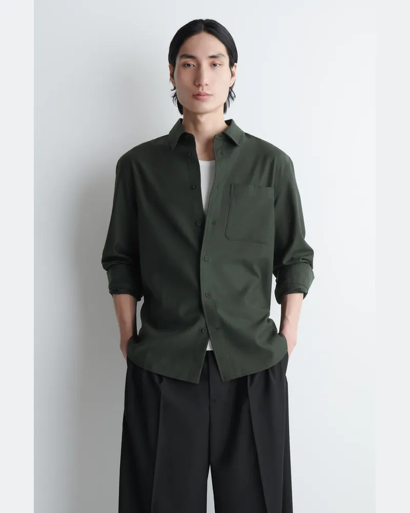 COS Lockeres Hemd Aus Twill Grün