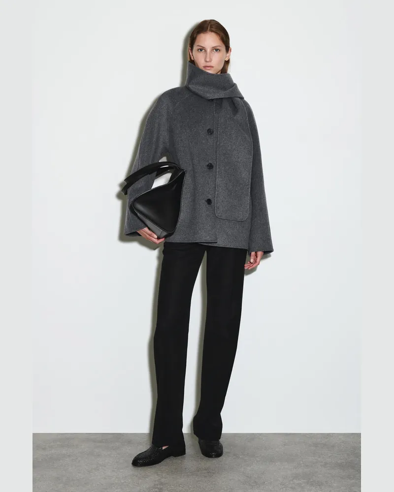 COS Kurzjacke Aus Doubleface-Wolle Mit Schal Grau