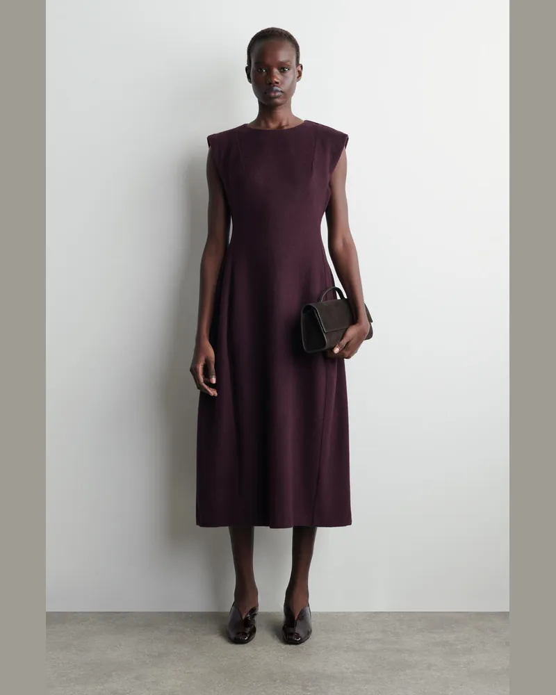 COS Skulpturales Midikleid Aus Gebürsteter Wolle Rot