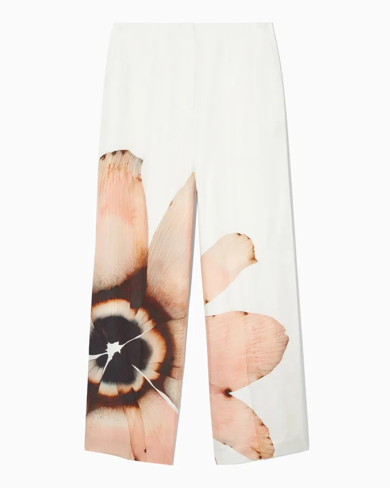 COS Hose Mit Weitem Bein Und Blumen-Print Weiß