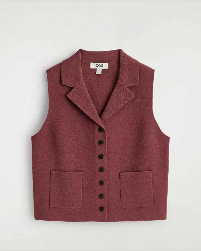 COS Bouclé-Strickweste Rot
