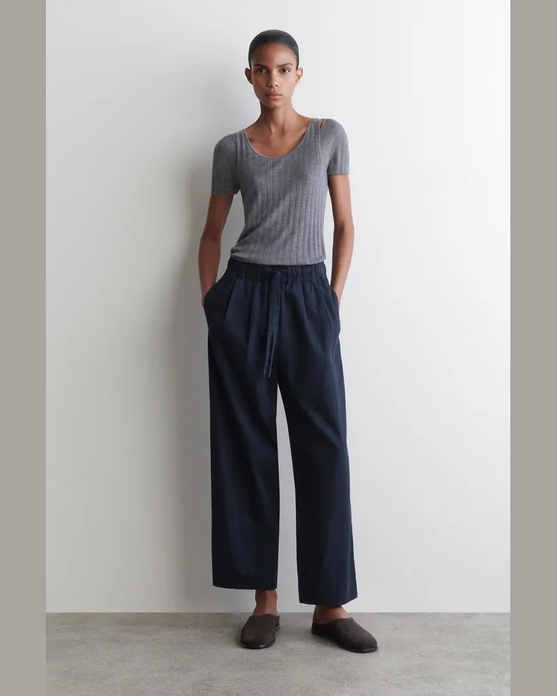 COS Schmal Zulaufende Baumwollhose Mit Kordelzug Blau