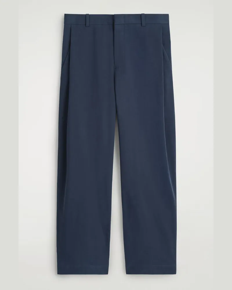 COS Baumwollhose Mit Weitem Bein Und Falten Blau
