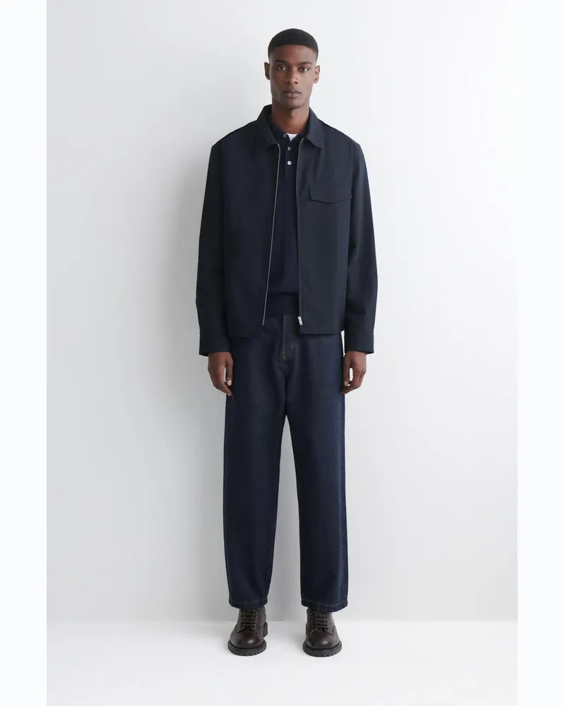 COS Hemdjacke Aus Baumwolle Mit Reissverschluss Blau