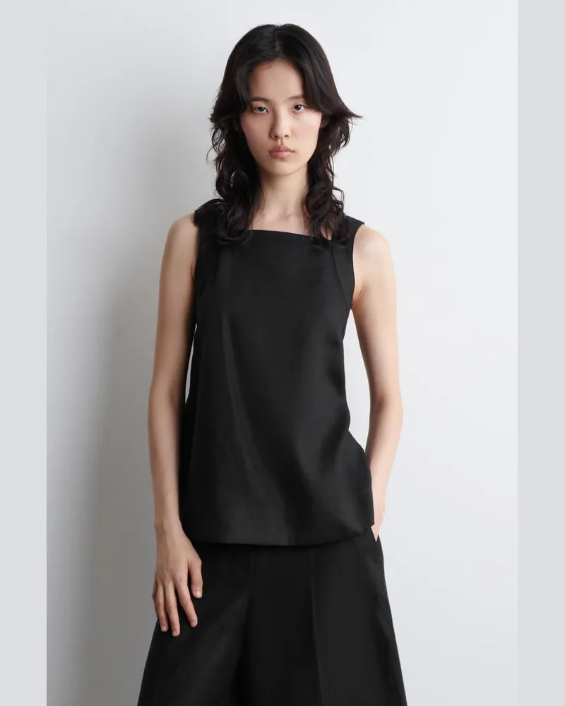 COS Top Aus Leinen Mit Bindedetail Hinten Schwarz
