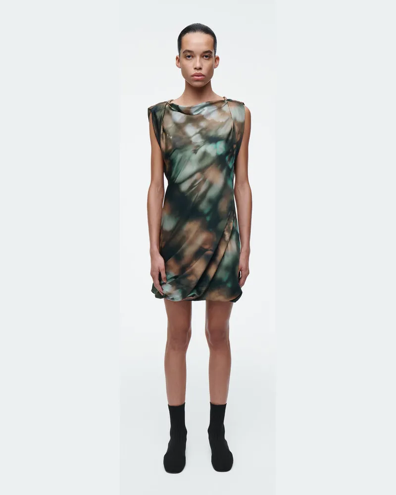 COS Drapiertes Seidenkleid Mit Print Mehrfarbig