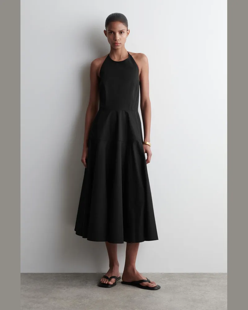 COS Neckholder-Kleid Aus Pima-Baumwolle Schwarz