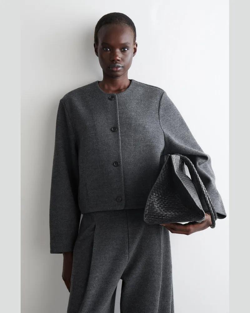 COS Strickjacke Aus Gekochter Merinowolle Grau