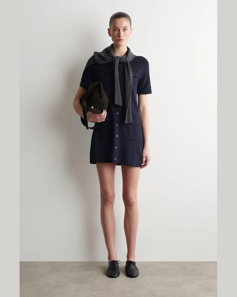 COS Minikleid Aus Baumwolle Mit Taschendetail Blau