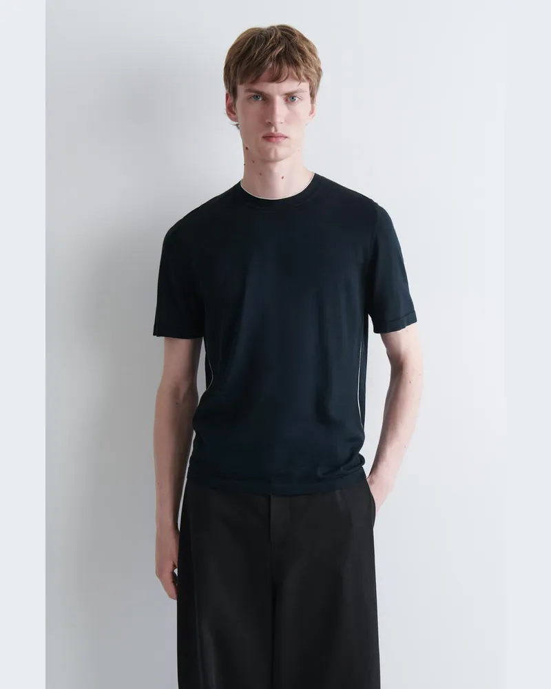 COS T-Shirt Aus Seiden-Baumwoll-Mix Blau