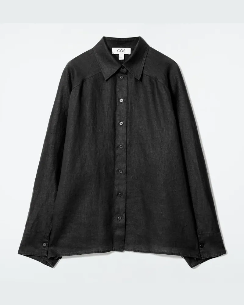 COS Kastenförmiges Leinenhemd Braun