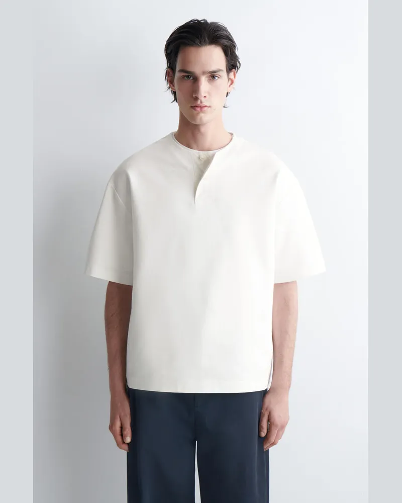 COS Henley-T-Shirt Aus Baumwolljersey Weiß