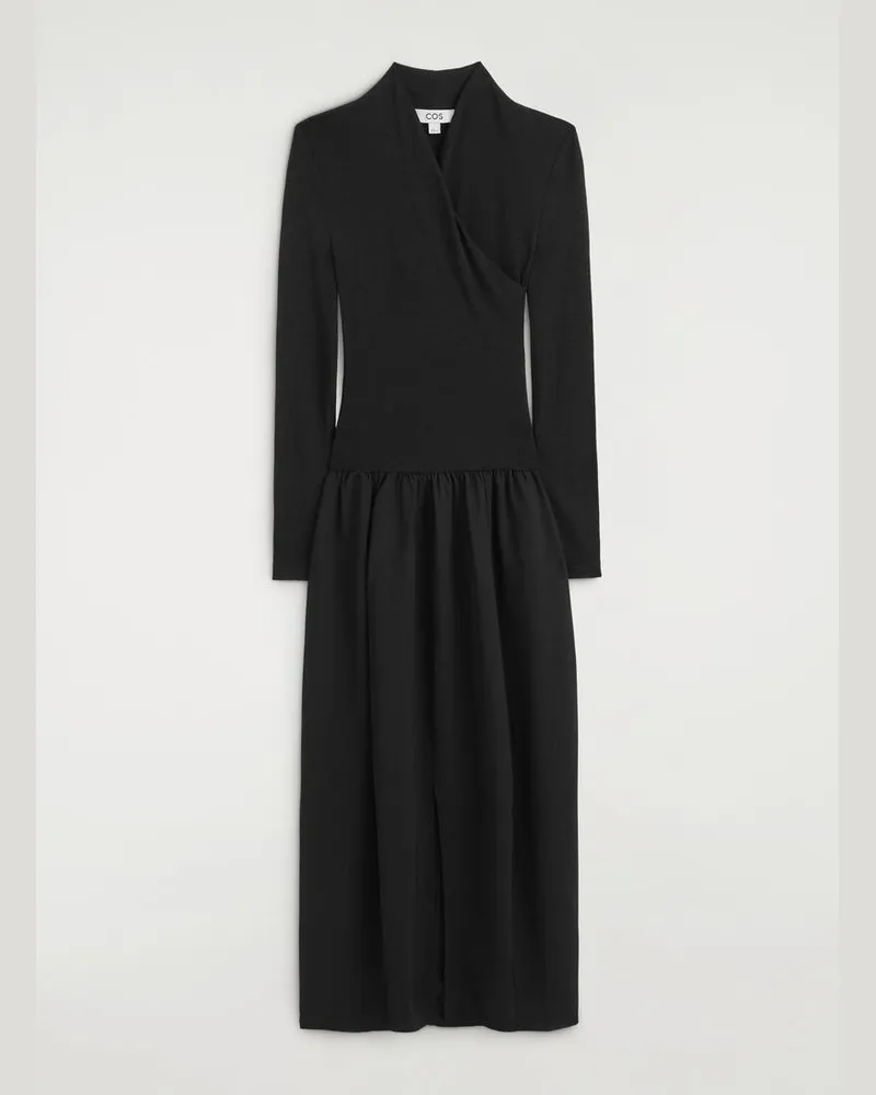 COS Wickelkleid Mit Kontrasteinsatz Schwarz
