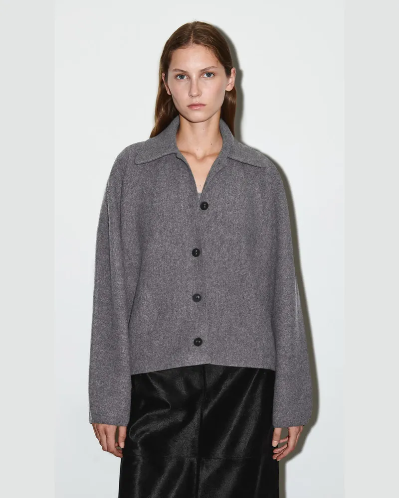 COS Skulpturale Jacke Aus Merinowolle Grau
