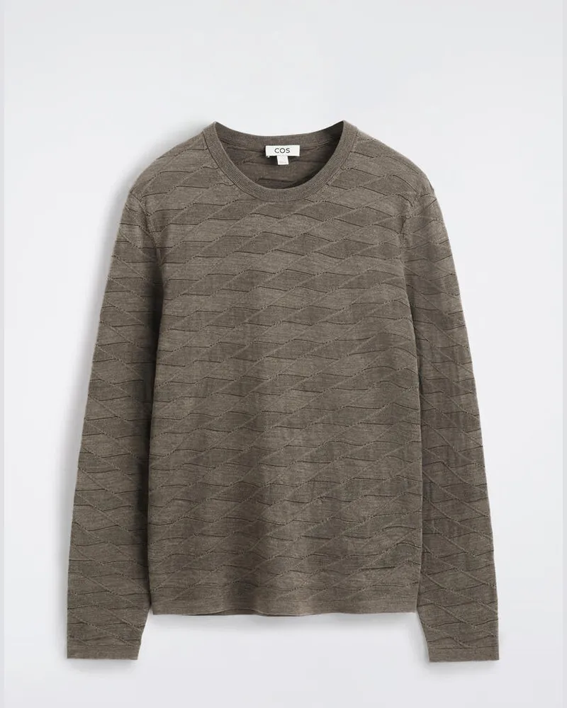 COS Strickpullover Aus Merinowolle Mit Muster Braun