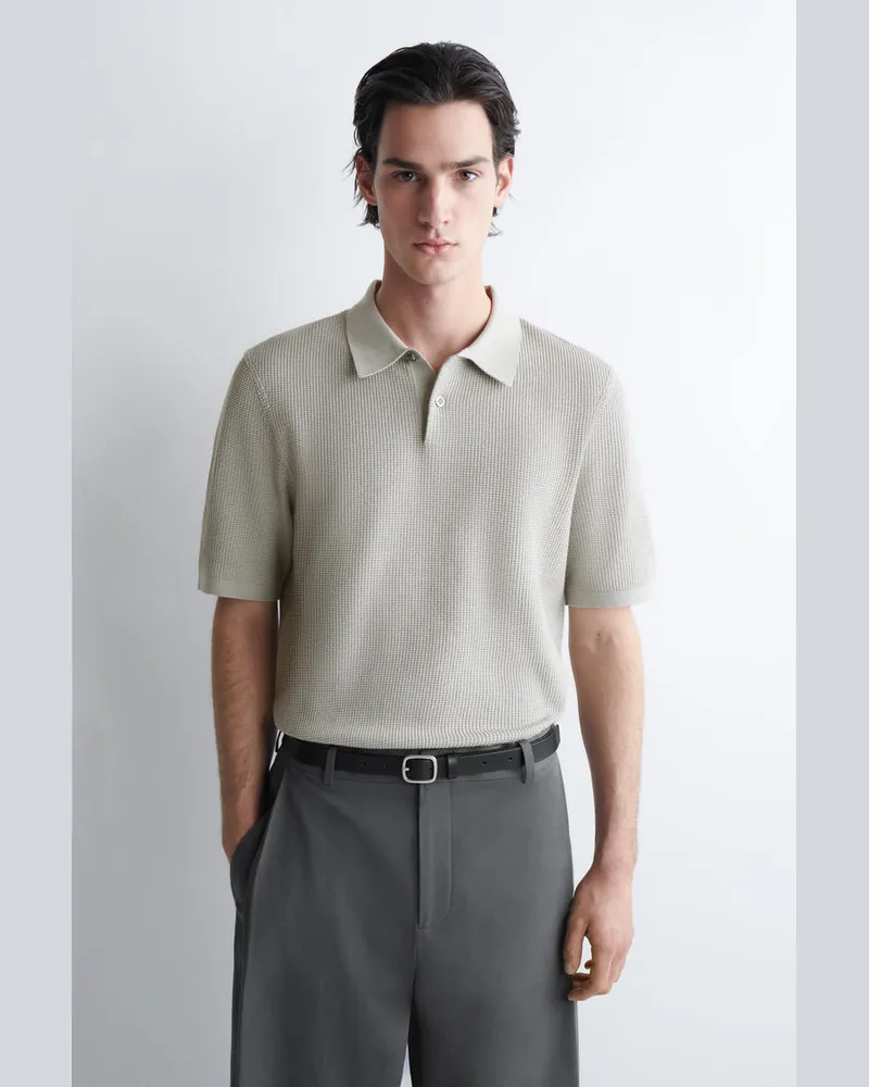 COS Poloshirt Aus Baumwolle In Waffeloptik Beige