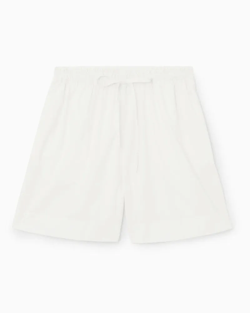 COS Shorts Mit Kordelzugbund Und Raffungen Weiß
