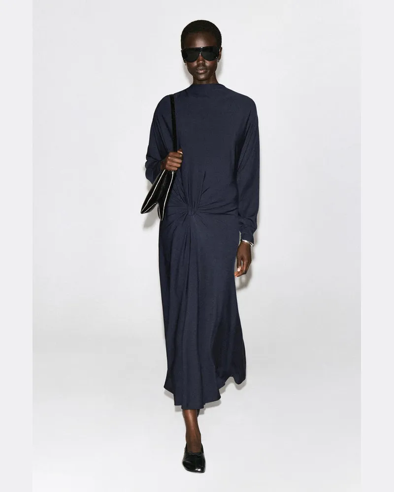 COS Drapiertes Midikleid Mit Twist-Detail Blau