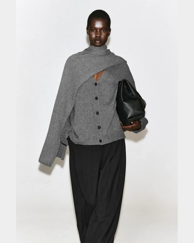 COS Strickjacke Aus Reinem Kaschmir Mit V-Ausschnitt Grau