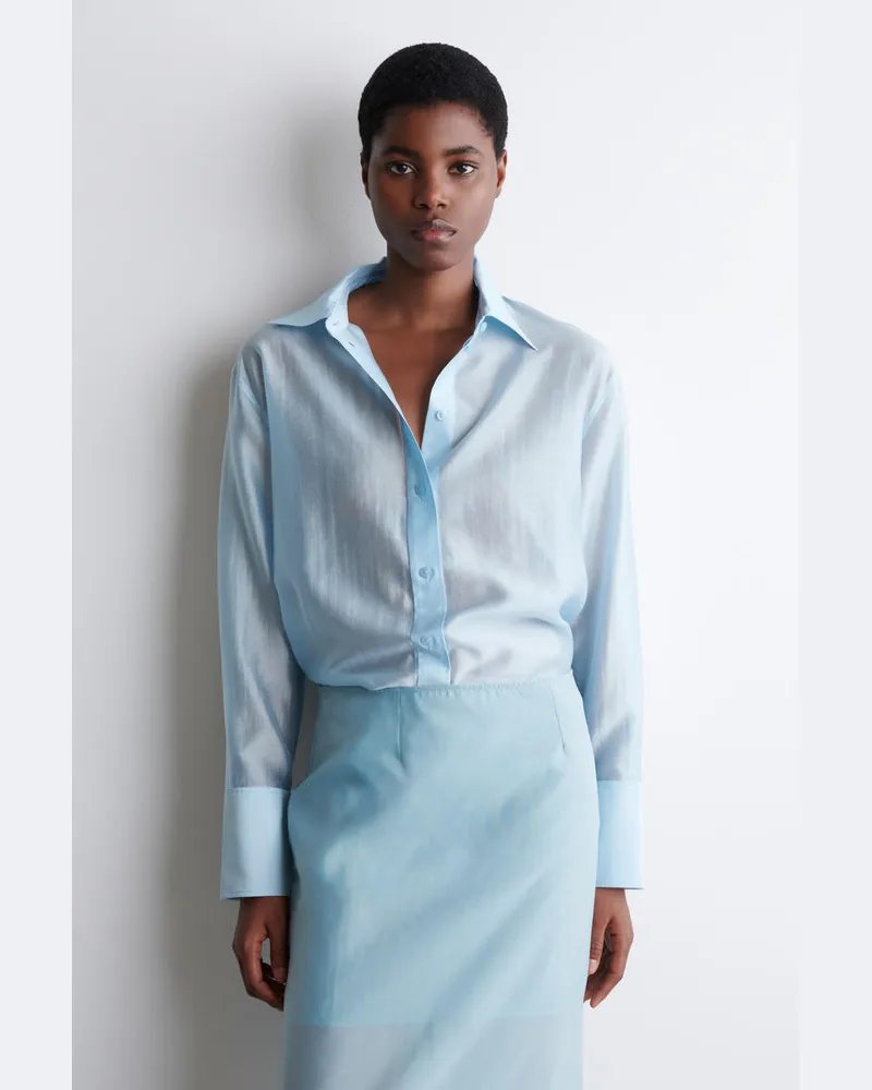COS Transparentes Hemd Blau