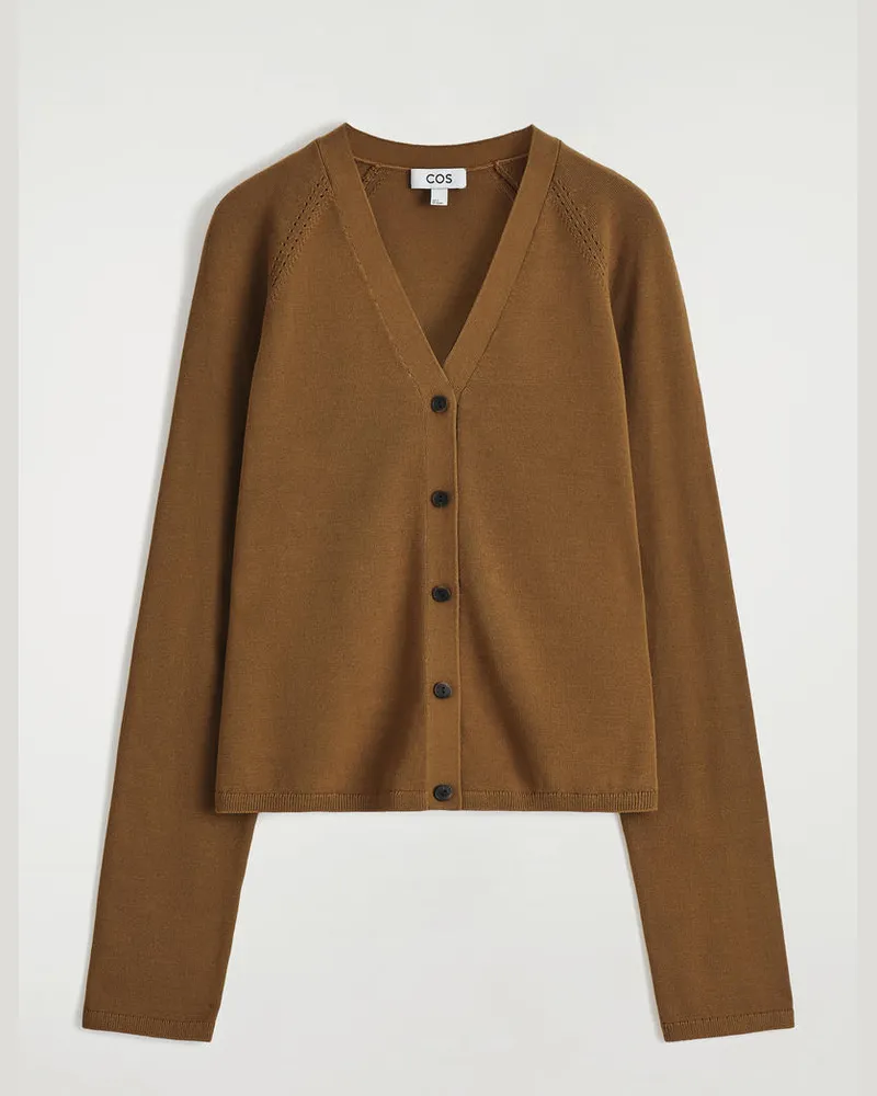 COS Strickjacke Aus Baumwolle Mit V-Ausschnitt Beige