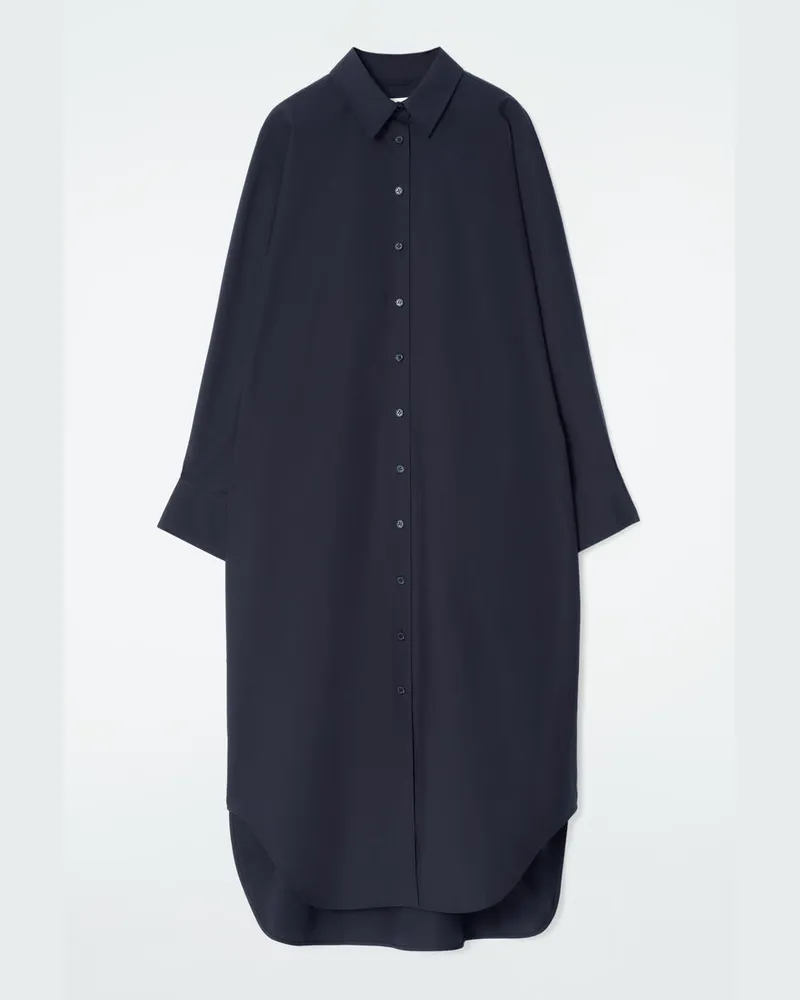 COS Lockeres Hemdkleid Aus Baumwolle Blau
