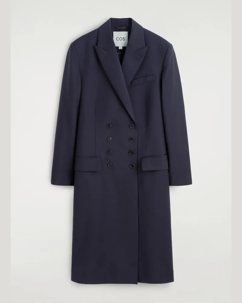 COS Doppelreihiger Longblazer Aus Wolle Blau
