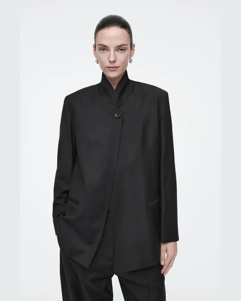COS Blazer Aus Wolle Mit Stehkragen Schwarz