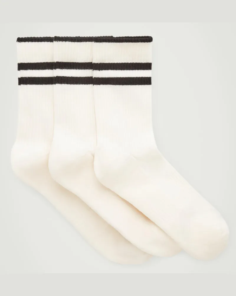 COS 3Er-Pack Gerippte Sportsocken Weiß