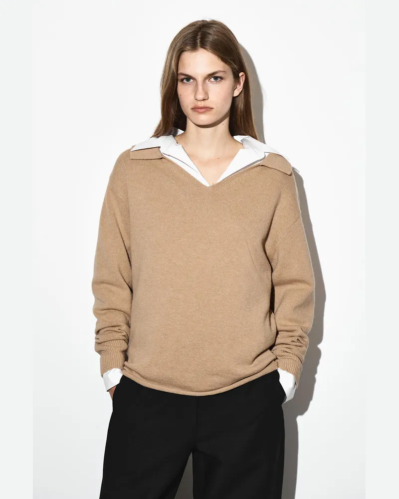 COS Polopullover Aus Merinowolle Beige