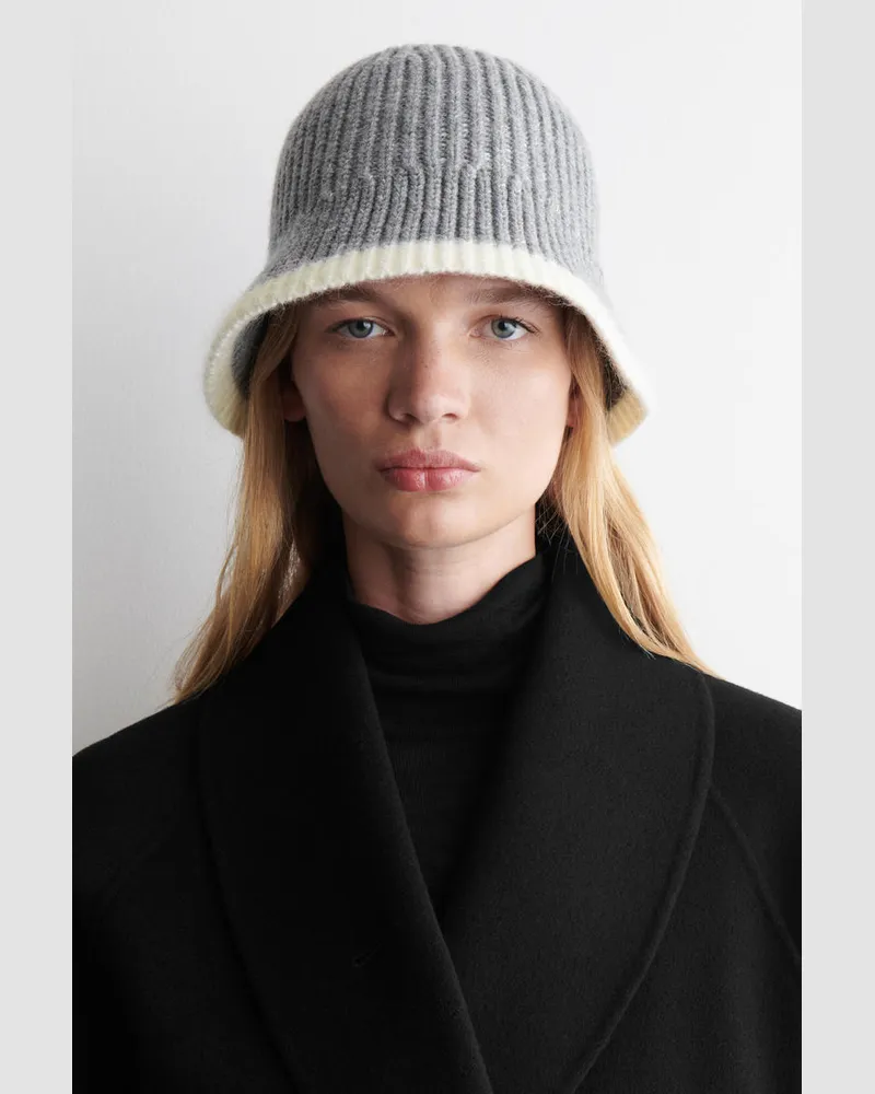 COS Fischerhut Aus Woll-Mohair-Mix Mit Kontrastpartie Grau