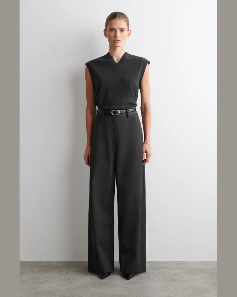 COS Hose Aus Woll-Mix Mit Weitem Bein Schwarz