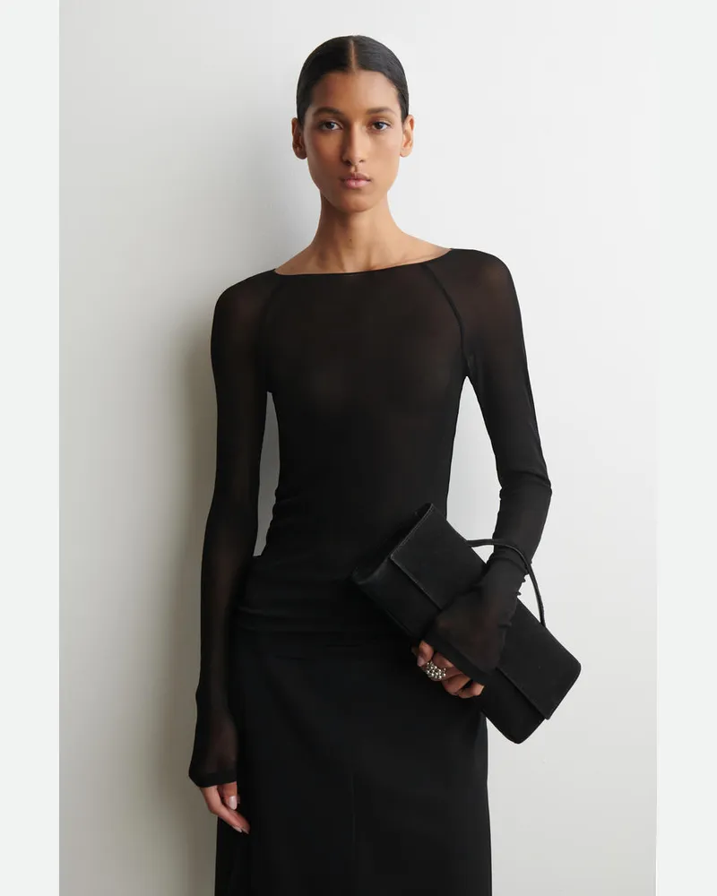 COS Langärmliges Seidenoberteil Schwarz