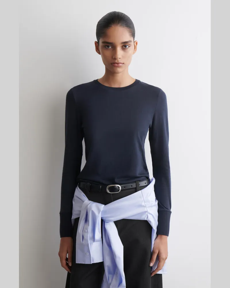 COS Langärmliges Oberteil Aus Baumwolljersey Blau